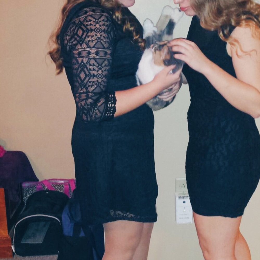 Long sleeve mini black dress